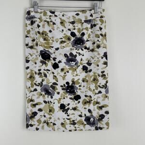 Hard Tail Forever Stretch Skirt Sz L Tan Black Floral Straight USA Made